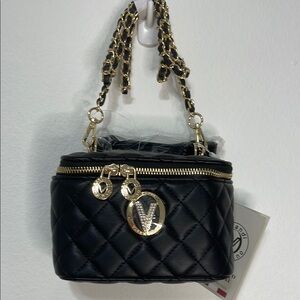 Valentino Orlandi Black Quilted Crossbody Chain Bag Retail $330 NWT